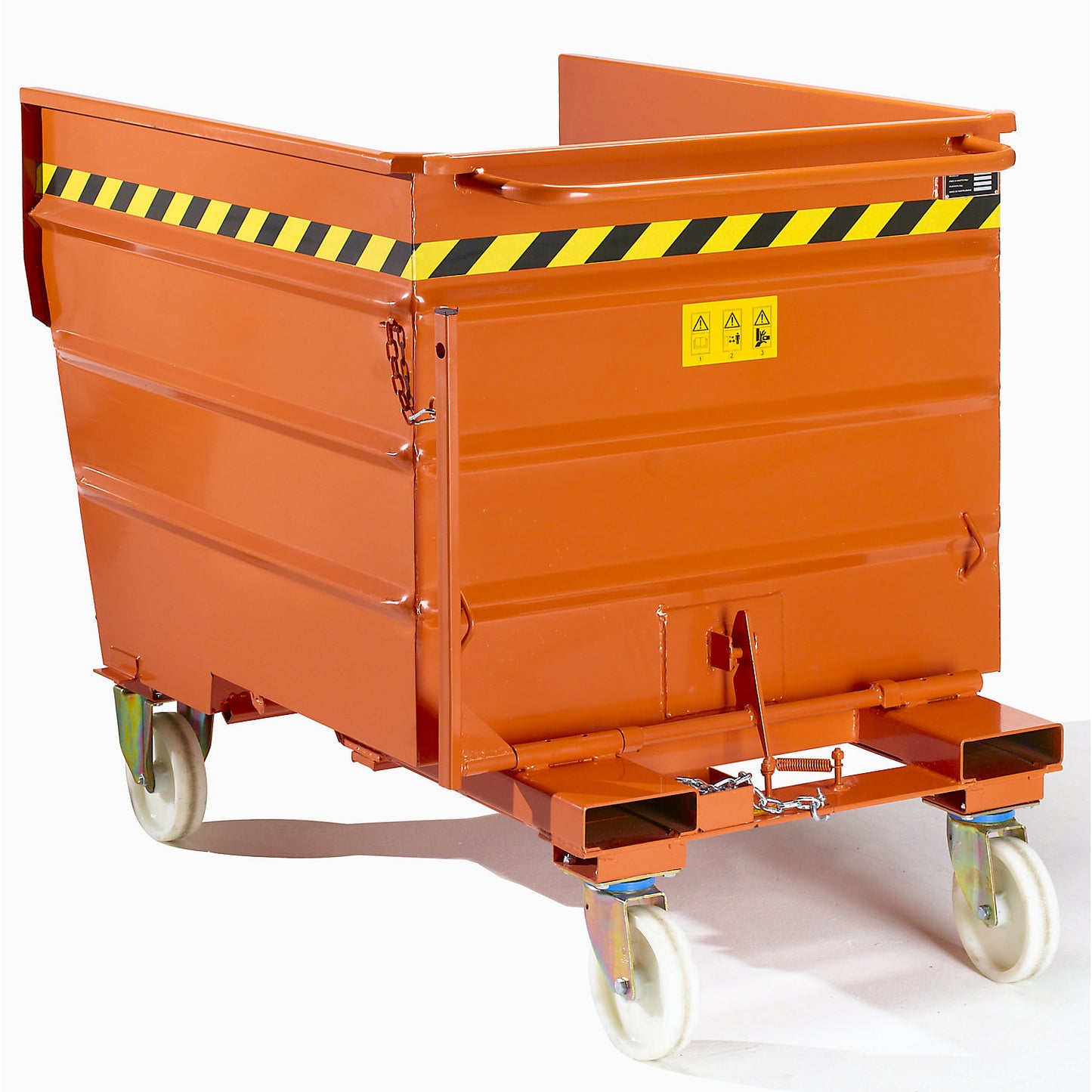Mobile tilting skip with tilting mechanism, with wheel set, capacity 1.07 m³.