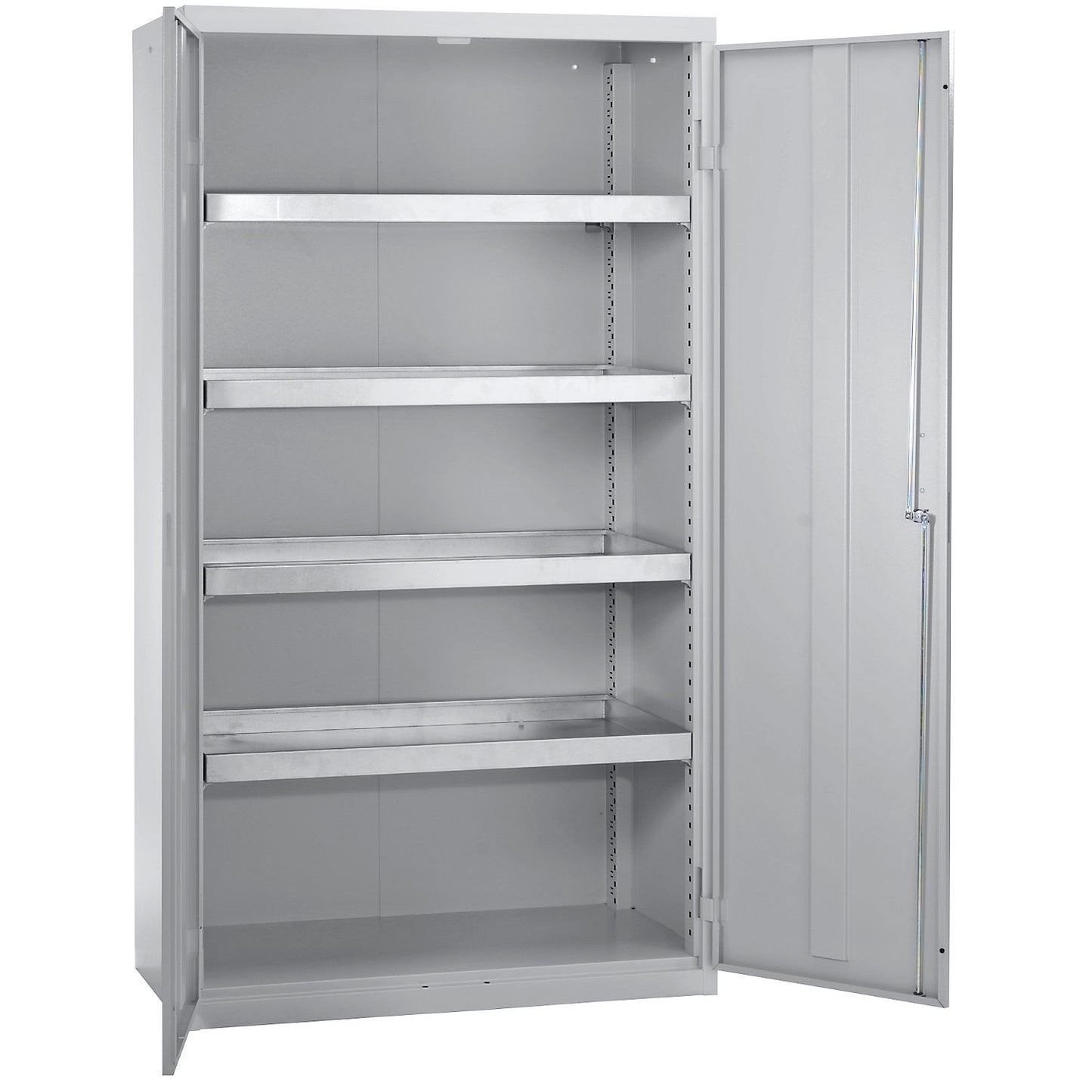 Environmental cupboard without door perforations, HxWxD 1800 x 1000 x 500 mm, 4 tray shelves, light grey / light grey.