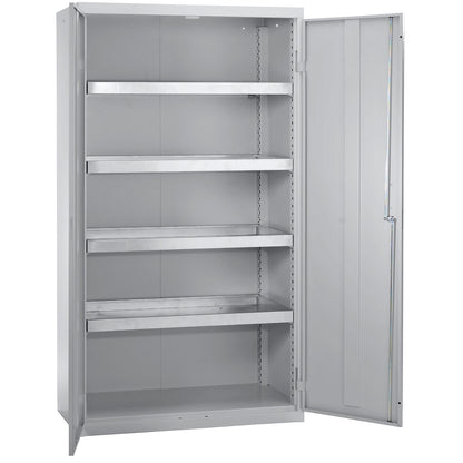 Environmental cupboard without door perforations, HxWxD 1800 x 1000 x 500 mm, 4 tray shelves, light grey / light grey.