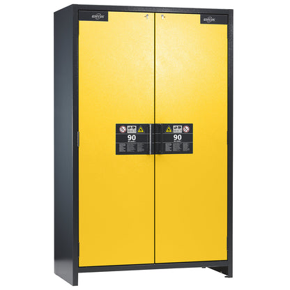 Fire resistant industrial hazardous goods cupboard, type 90, HxWxD 1955 x 1200 x 615 mm, 2 door, golden yellow.