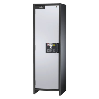 Fire resistant industrial hazardous goods cupboard, type 90, HxWxD 1955 x 600 x 615 mm, 1 door, white aluminium.