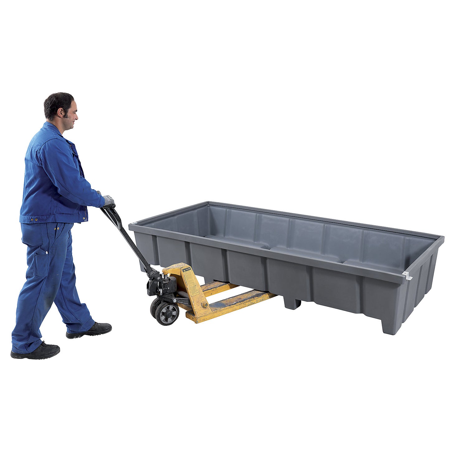 Base sump tray, made of polyethylene, sump capacity 315 l, for shelf width 1400 mm.
