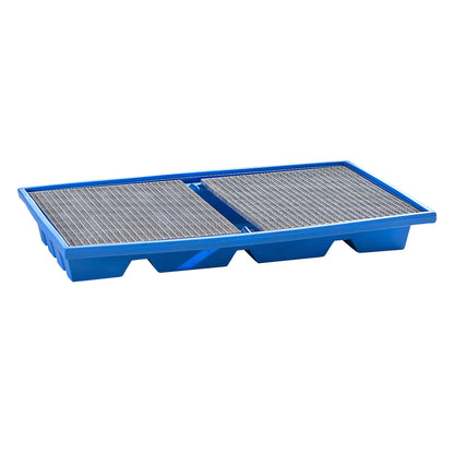 Hook-in sump tray, made of polyethylene, LxH 1780 x 240 mm, steel grate.