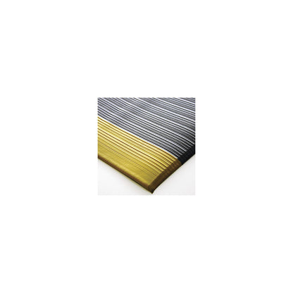 Orthomat® Ribbed anti-fatigue matting, LxW 900 x 600 mm, pack of 3, grey with high visibility stripes.