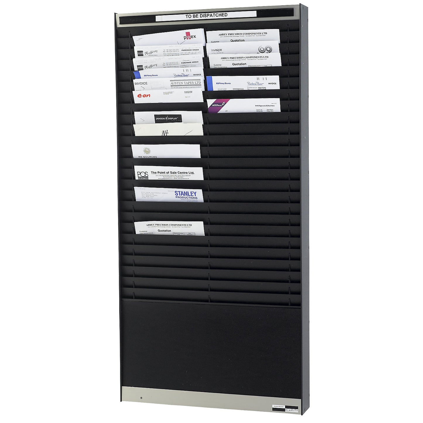 Document sorting board, 2 x 25 compartments for A4, vertical document orientation, black, matt.