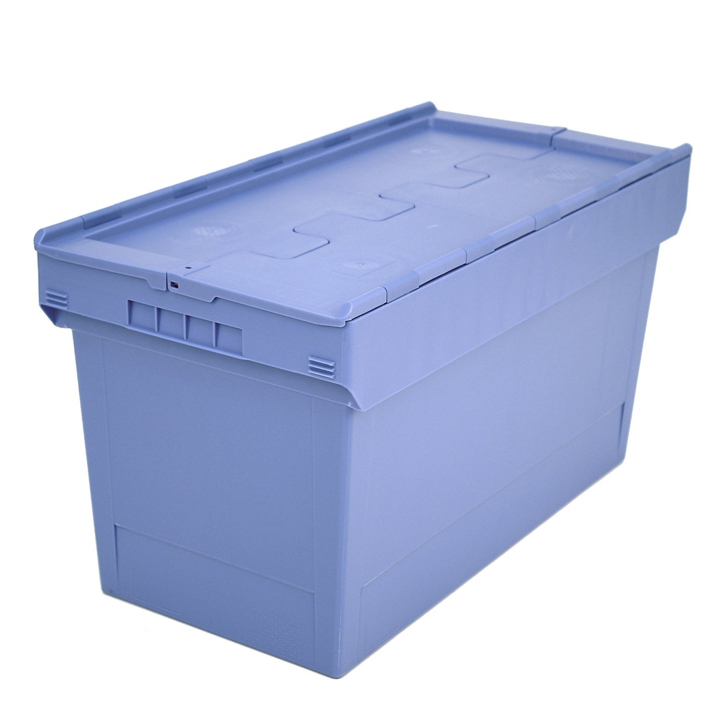 Reusable stacking container with folding lid, capacity 100 l, 1+ items.