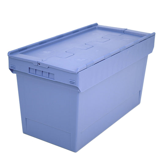 Reusable stacking container with folding lid, capacity 100 l, 1+ items.