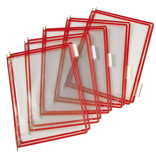 Clear view panel, pack of 10, for A4, red.