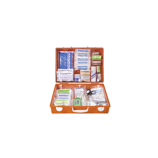 SPECIAL first aid case, adapted to occupational hazards, contents to DIN 13157, mechanical engineering.