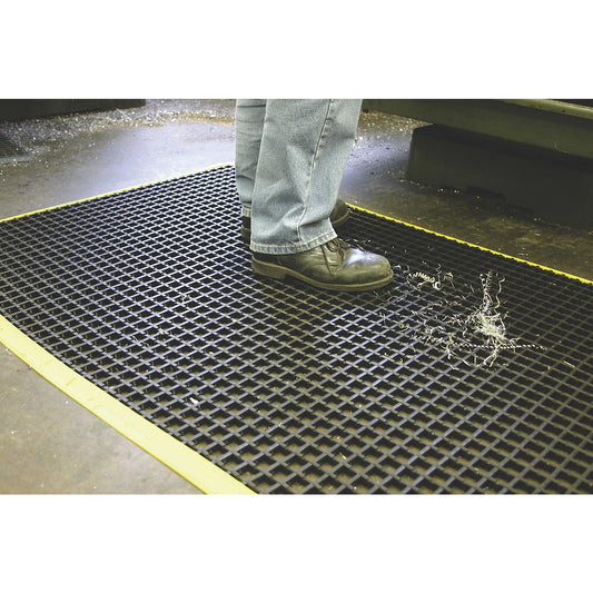 COBAmat® Workstation anti-fatigue matting, with yellow, tapered edges, LxW 1200 x 600 mm.