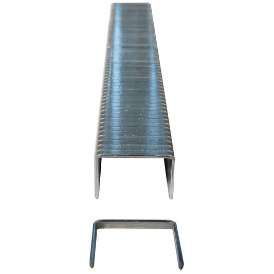 Staples for plier staplers for flat and closed-clinch stapling, pack of 20000, 8 mm leg length.