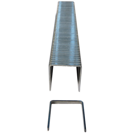 Staples for plier staplers for flat and closed-clinch stapling, pack of 20000, 12 mm leg length.