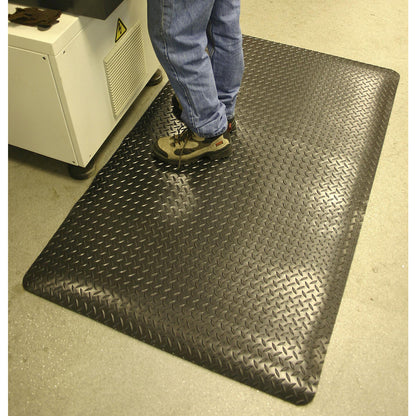 DECKPLATE anti-fatigue matting, fixed dimensions, black, 1500 x 900 mm.