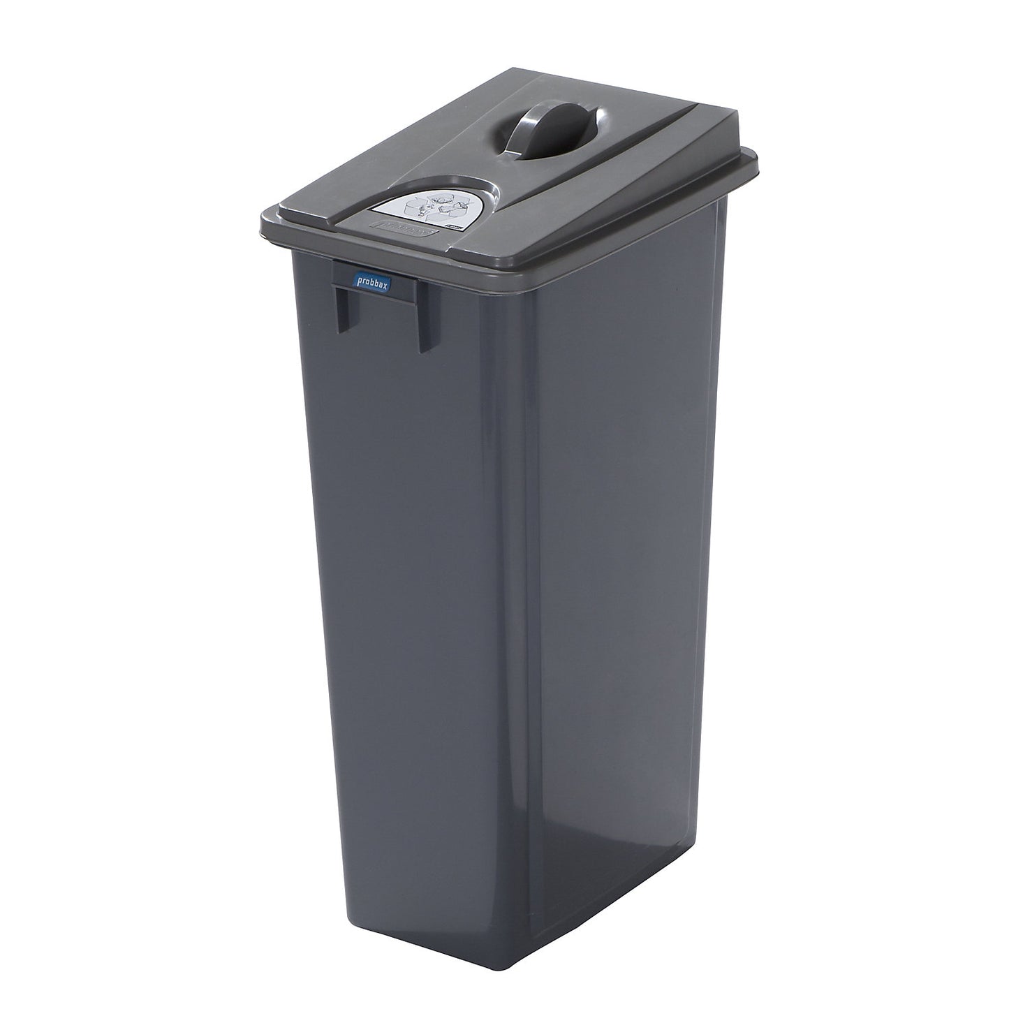 Robust recyclable waste collector with lid, capacity 80 l, flat lid, with lid with handle.