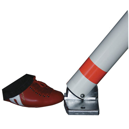 Barrier post, aluminium pipe, lockable, with foot pedal and automatic mechanism, triangle lock.