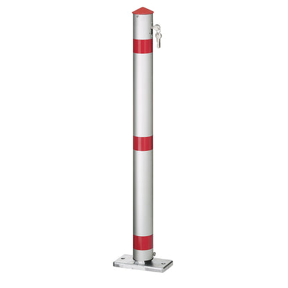 Barrier post, aluminium pipe, lockable, without foot pedal, cylinder lock.
