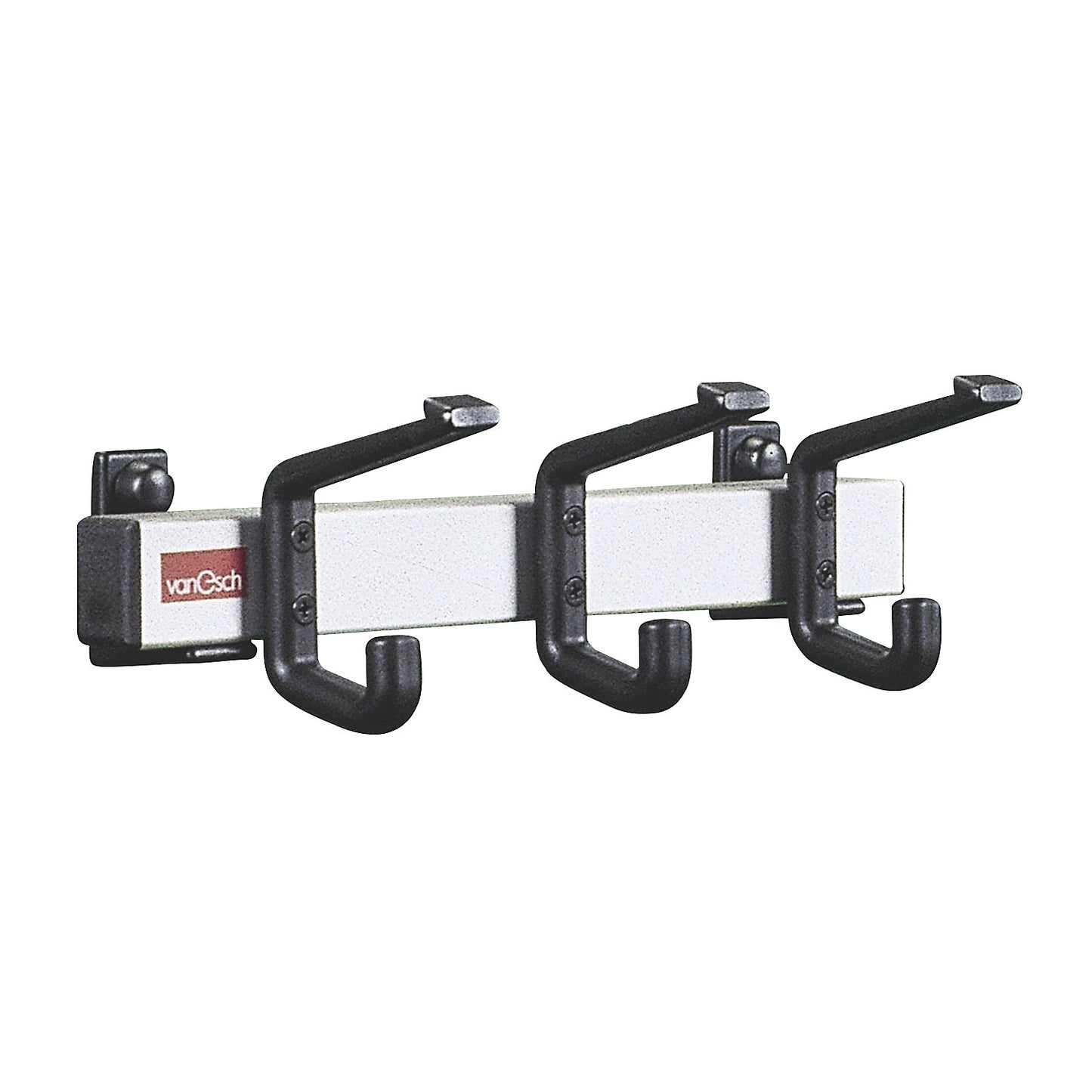 Coat rail, aluminium, max. load for hooks 90 kg, 3 hooks, width 300 mm, pack of 2.
