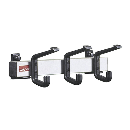 Coat rail, aluminium, max. load for hooks 90 kg, 3 hooks, width 300 mm, pack of 2.