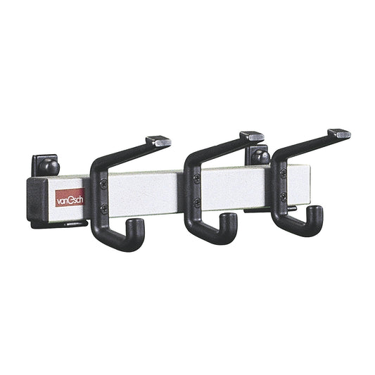 Coat rail, aluminium, max. load for hooks 90 kg, 3 hooks, width 300 mm, pack of 2.