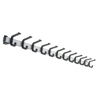 Coat rail, aluminium, max. load for hooks 90 kg, 12 hooks, width 1200 mm, pack of 1.
