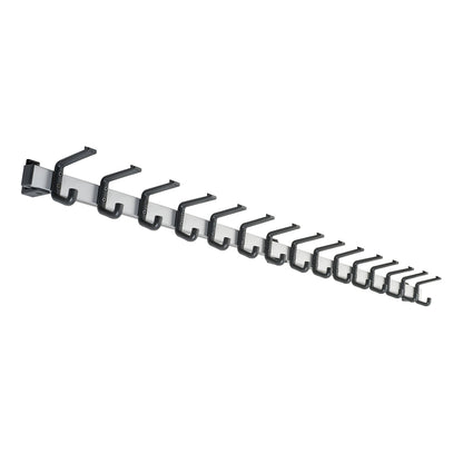 Coat rail, aluminium, max. load for hooks 90 kg, 15 hooks, width 1500 mm, pack of 1.