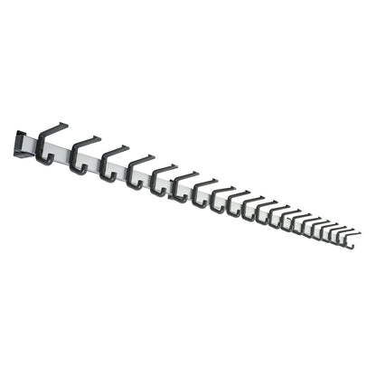 Coat rail, aluminium, max. load for hooks 90 kg, 20 hooks, width 2000 mm, pack of 1.