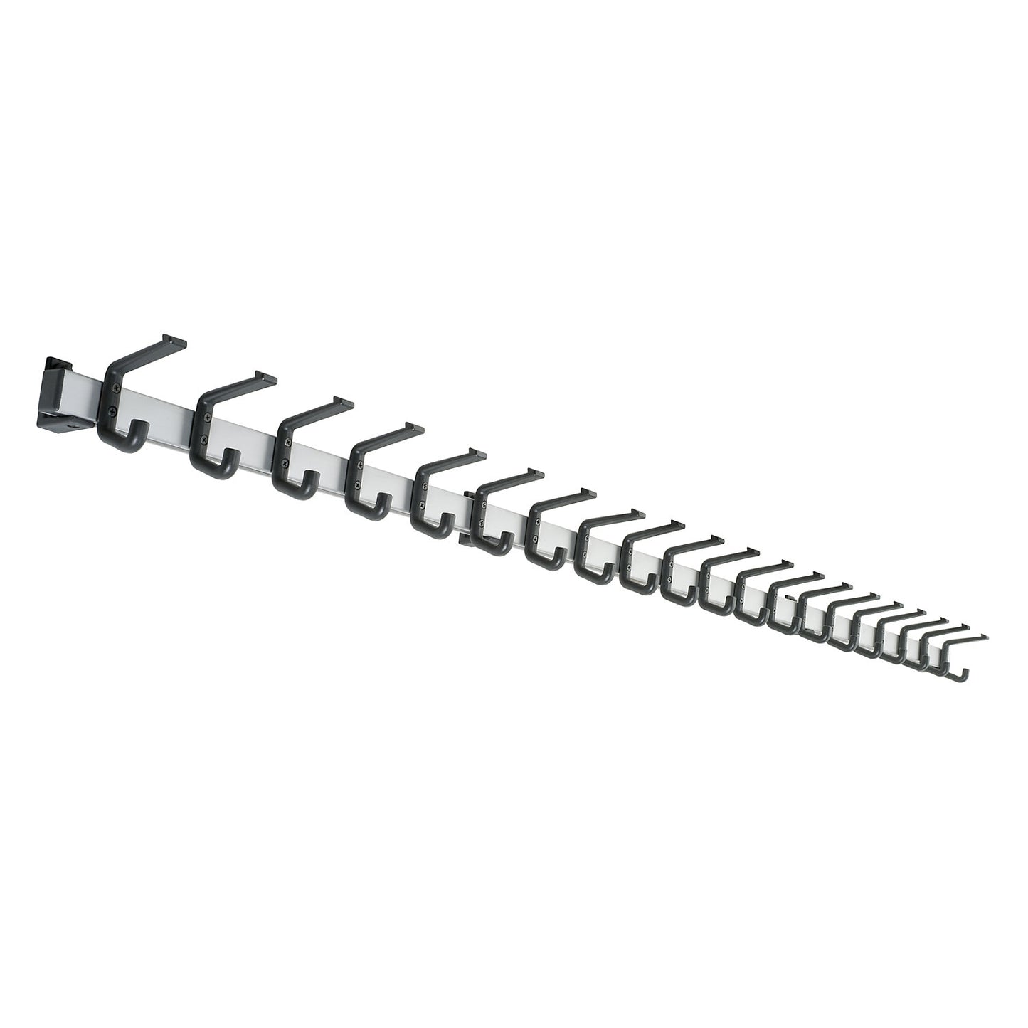 Coat rail, aluminium, max. load for hooks 90 kg, 20 hooks, width 2000 mm, pack of 1.