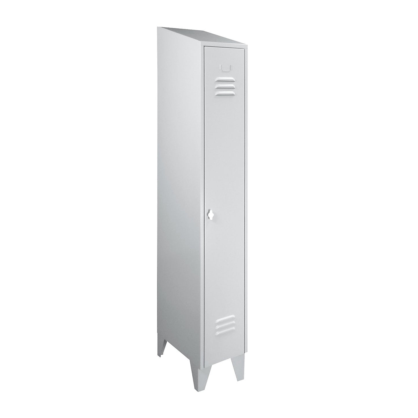 Berlin 2 clothes locker, 1 compartment, light grey, width 300 mm, sloping roof shape.