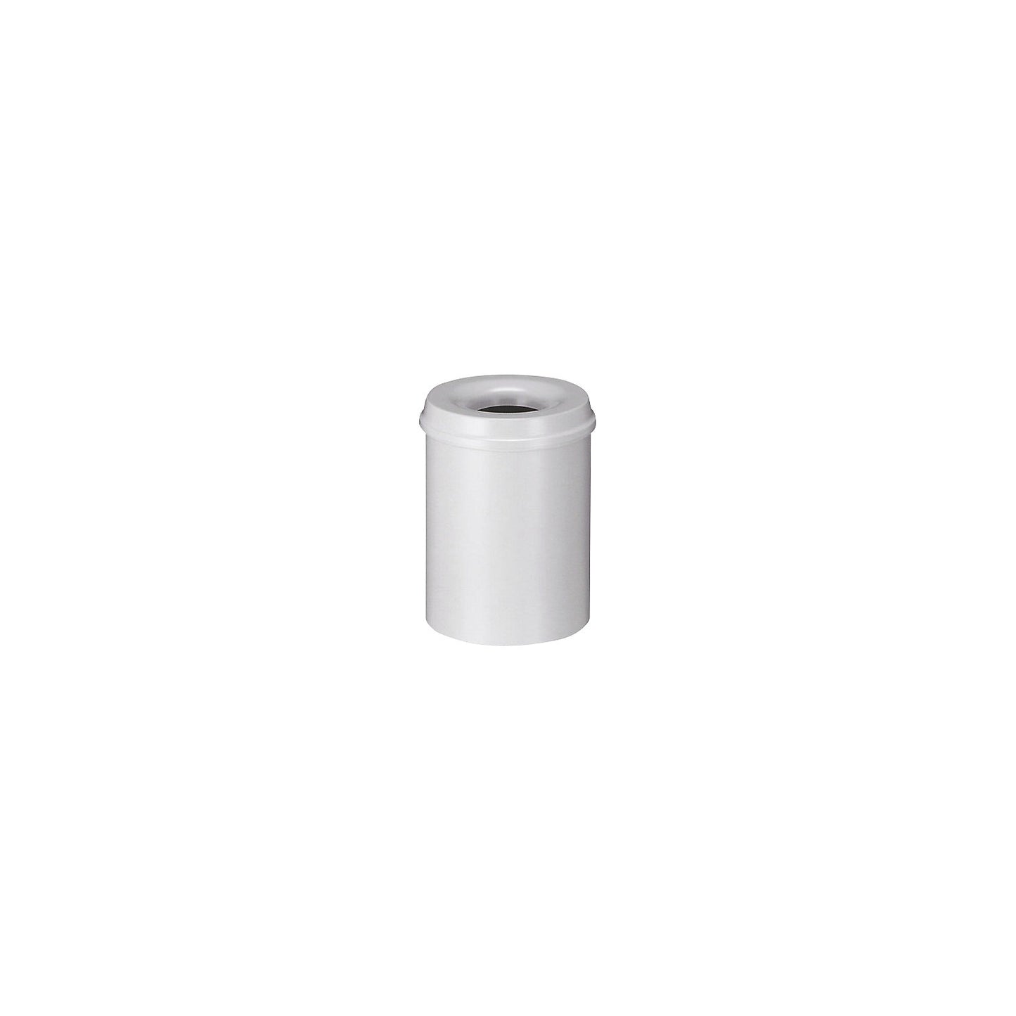 Safety waste paper bin, steel, self-extinguishing, capacity 15 l, HxØ 360 x 255 mm, body grey / extinguishing lid grey.