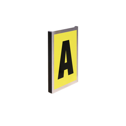 Aluminium sign, H 260 mm, W 167 mm, single, for 1 character.