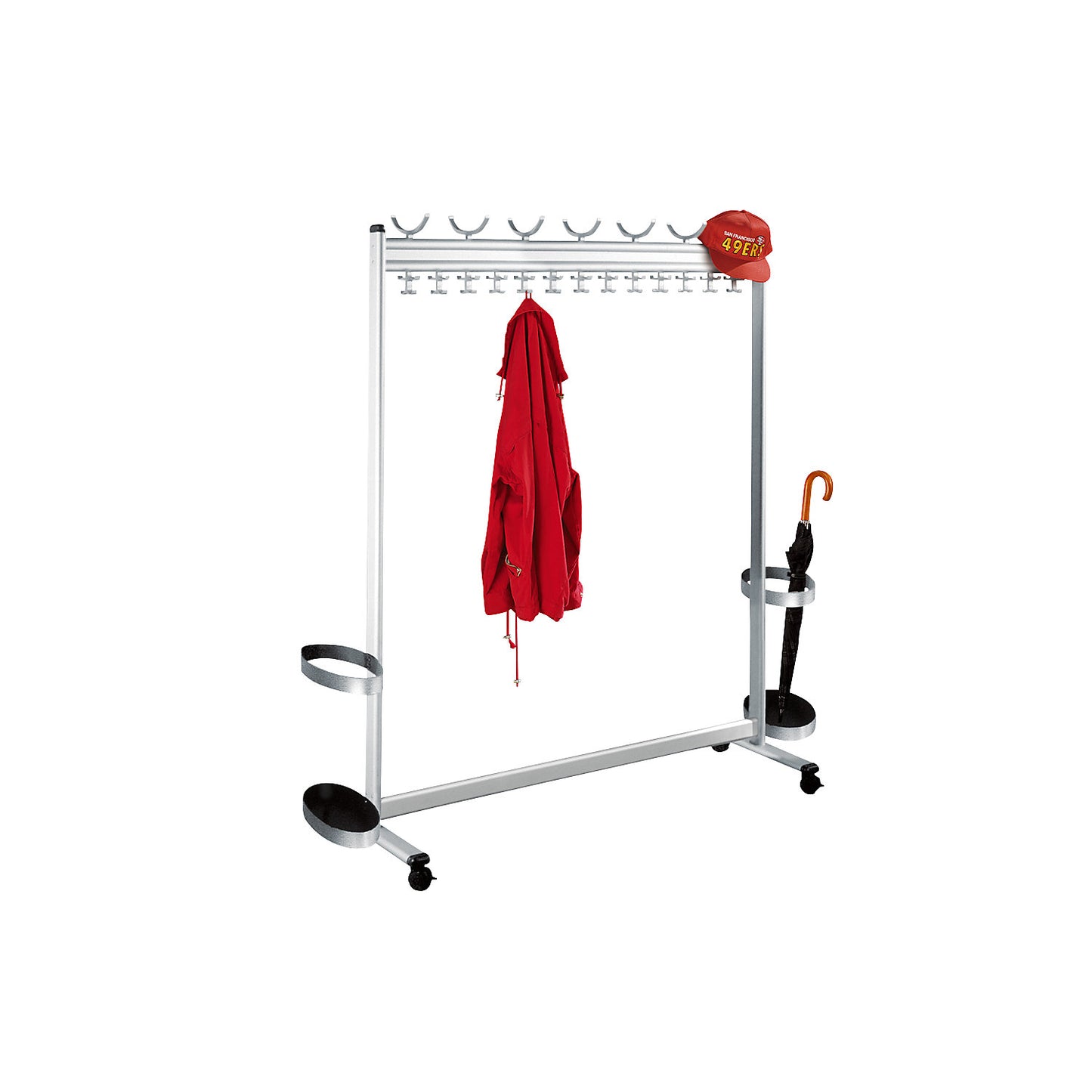 Coat rail, HxD 1700 x 400 mm, with umbrella holder, width 1740 mm.