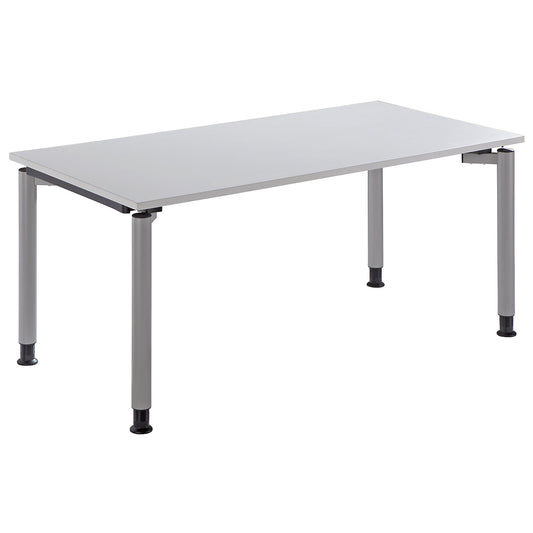 THEA - Desk with 4-legged frame, height 680 - 820 mm, width 1600 mm, light grey.