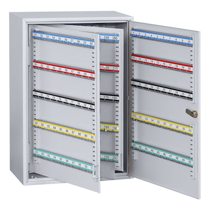 Security key cabinets, 300 hooks, HxWxD 550 x 380 x 205 mm, white aluminium.