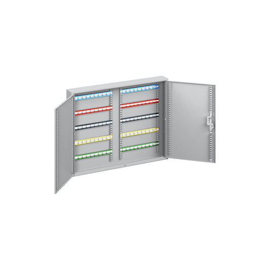 Key cabinet, 2-door, complete with key tabs, 100 hooks, HxWxD 550 x 730 x 80 mm.