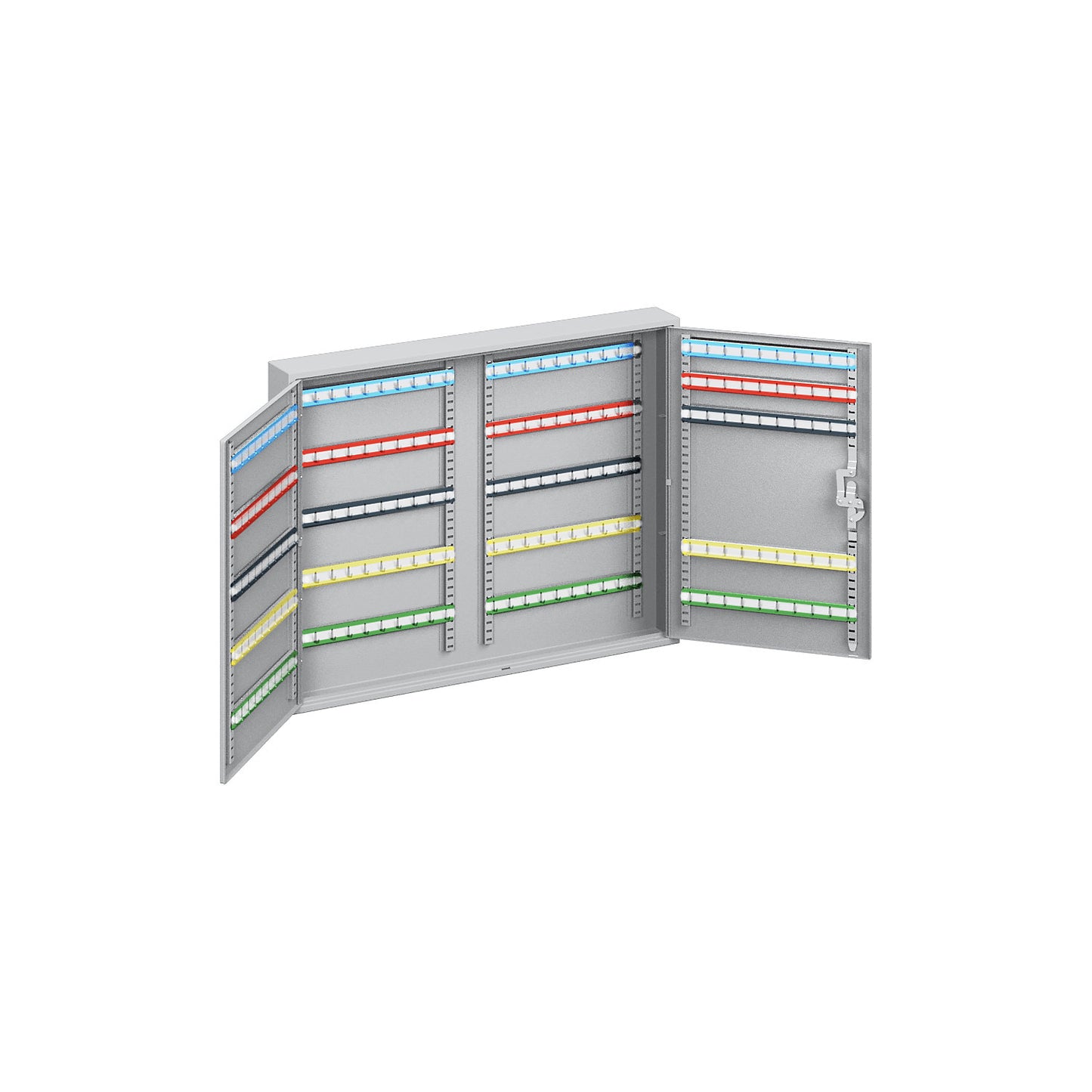 Key cabinet, 2-door, complete with key tabs, 200 hooks, HxWxD 550 x 730 x 80 mm.