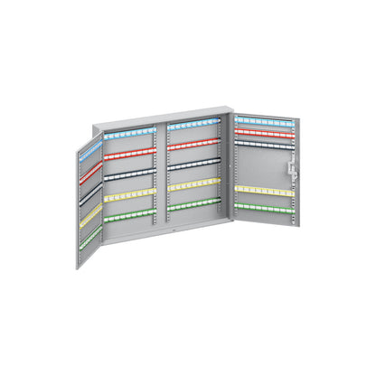 Key cabinet, 2-door, complete with key tabs, 200 hooks, HxWxD 550 x 730 x 80 mm.
