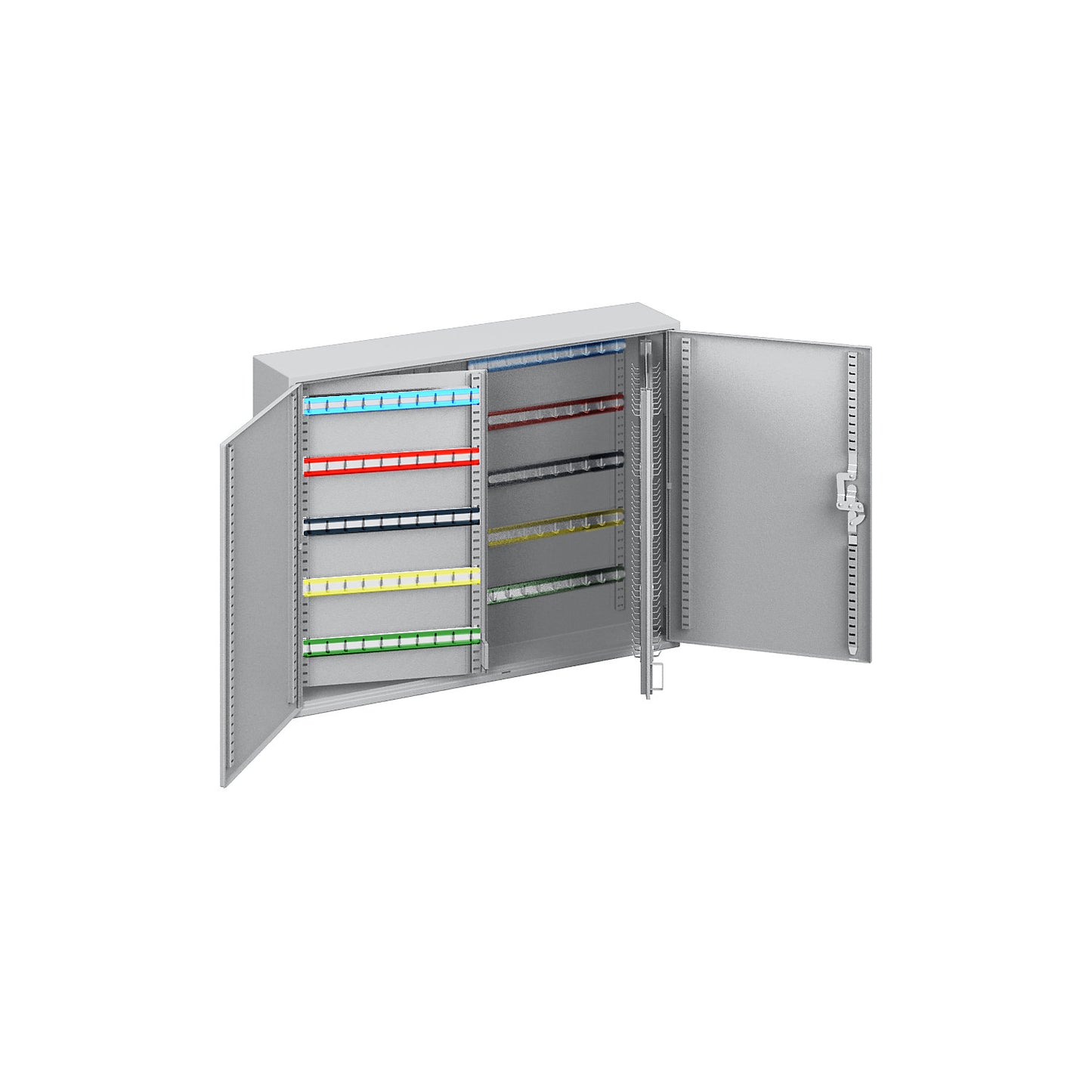 Key cabinet, 2-door, complete with key tabs, 300 hooks, HxWxD 550 x 730 x 140 mm.