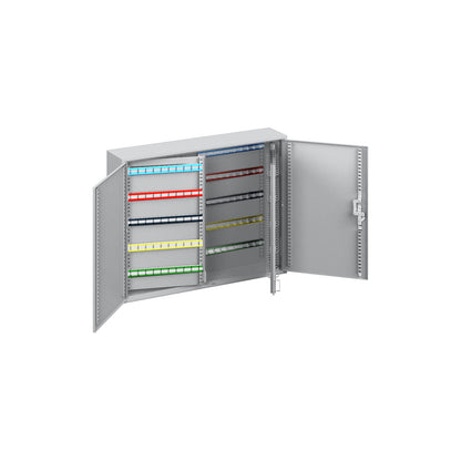 Key cabinet, 2-door, complete with key tabs, 300 hooks, HxWxD 550 x 730 x 140 mm.