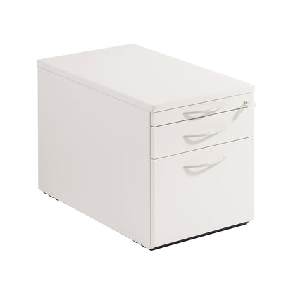 THEA - Mobile pedestal, utensil drawer, drawer, suspension file drawer, antique white.