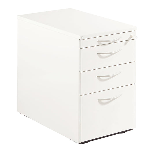 THEA - Fixed pedestal, utensil drawer, 2 drawers, suspension file drawer, antique white.