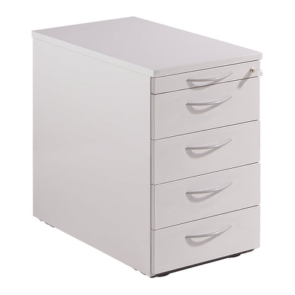 THEA - Fixed pedestal, utensil drawer, 4 drawers, light grey.