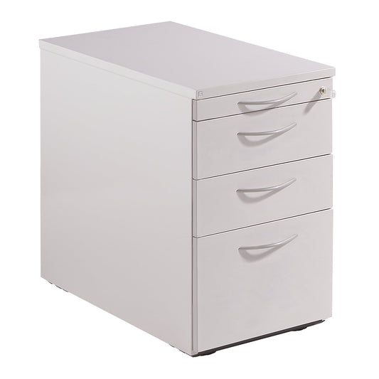 THEA - Fixed pedestal, utensil drawer, 2 drawers, suspension file drawer, light grey.