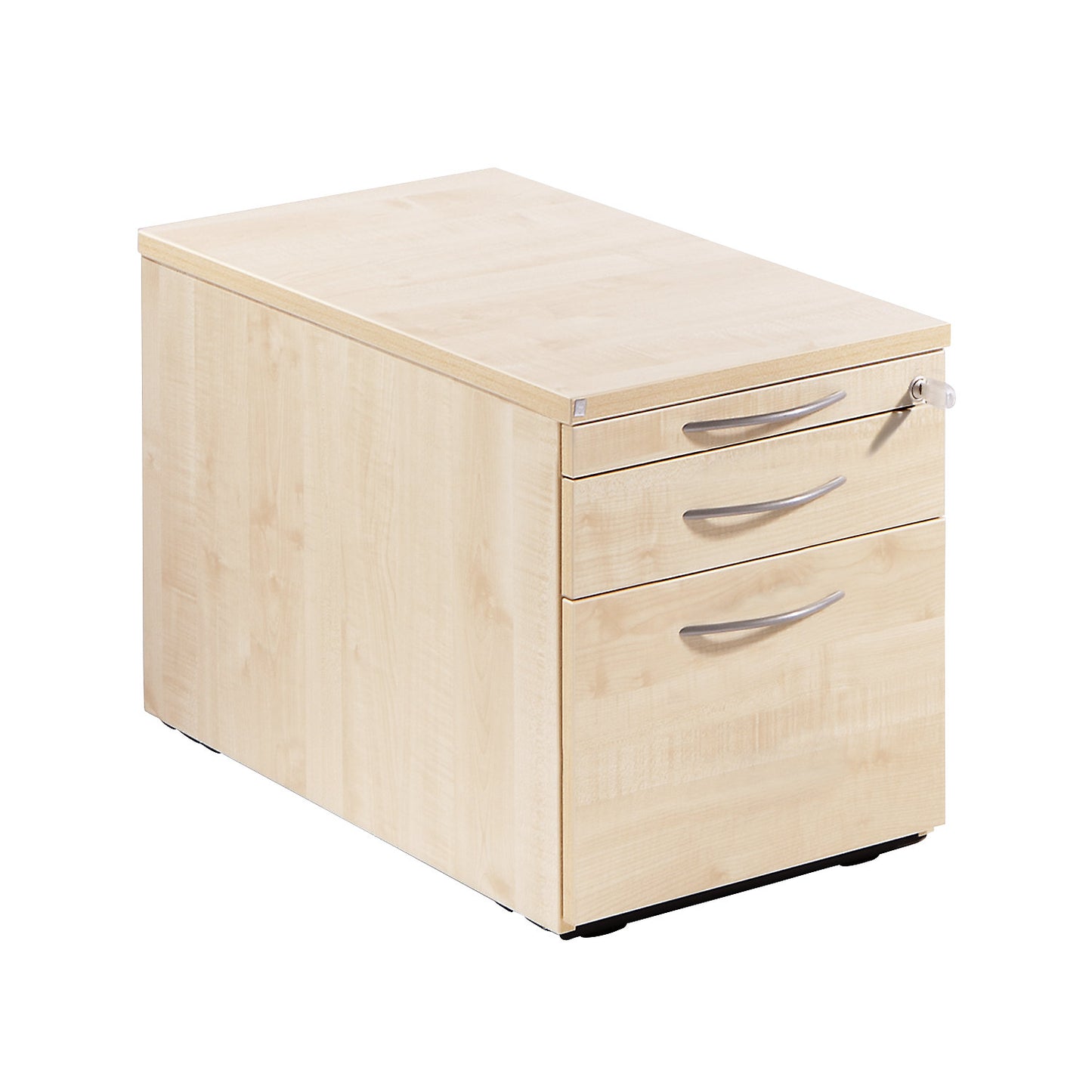 THEA - Mobile pedestal, utensil drawer, drawer, suspension file drawer, maple finish.