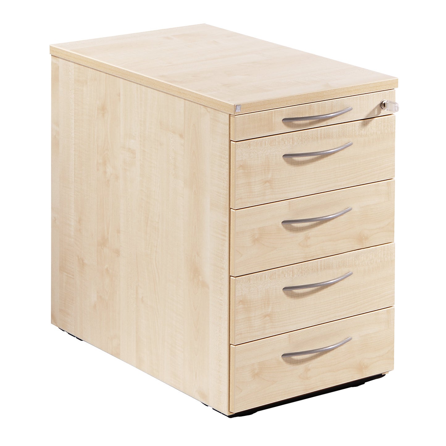 THEA - Fixed pedestal, utensil drawer, 4 drawers, maple finish.