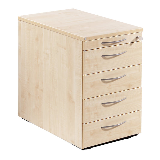 THEA - Fixed pedestal, utensil drawer, 4 drawers, maple finish.