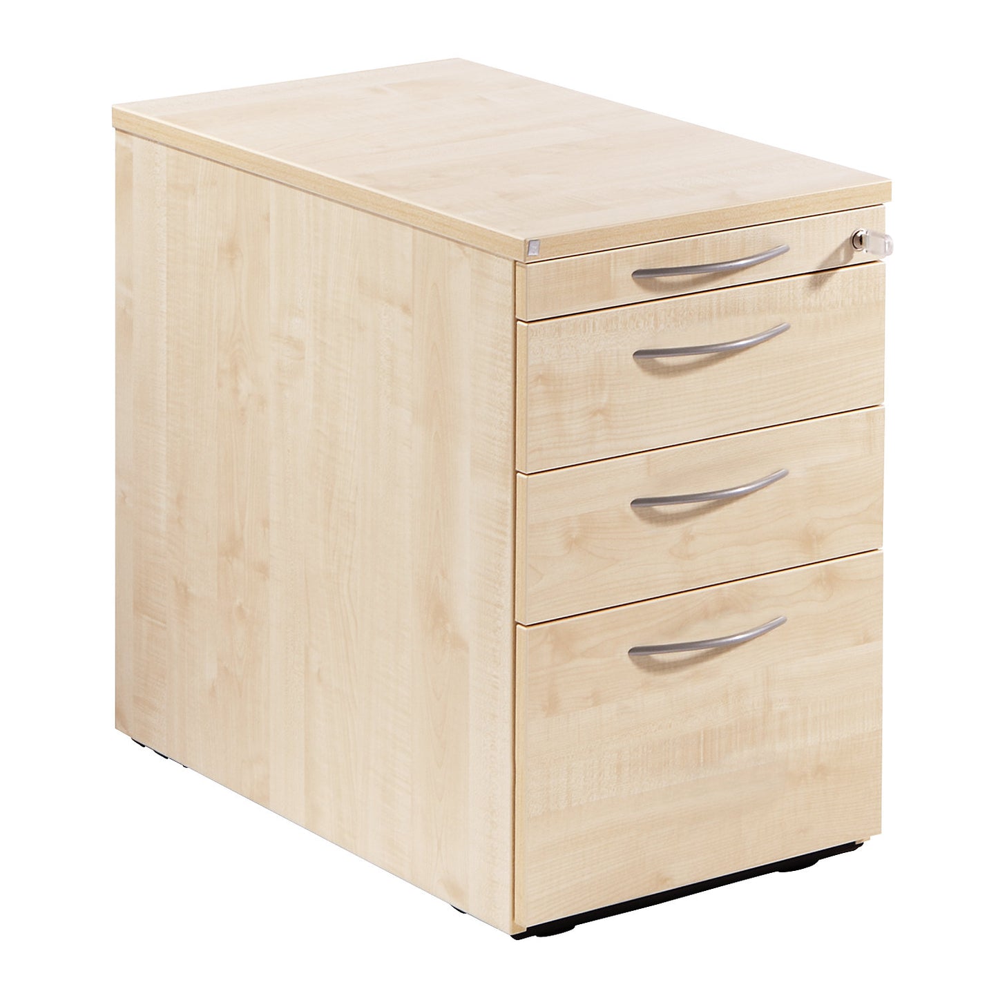 THEA - Fixed pedestal, utensil drawer, 2 drawers, suspension file drawer, maple finish.