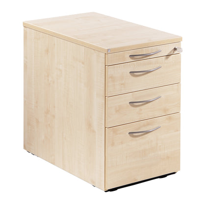 THEA - Fixed pedestal, utensil drawer, 2 drawers, suspension file drawer, maple finish.