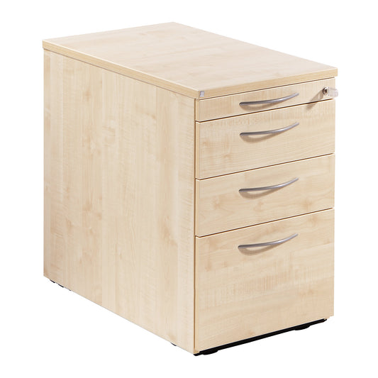 THEA - Fixed pedestal, utensil drawer, 2 drawers, suspension file drawer, maple finish.