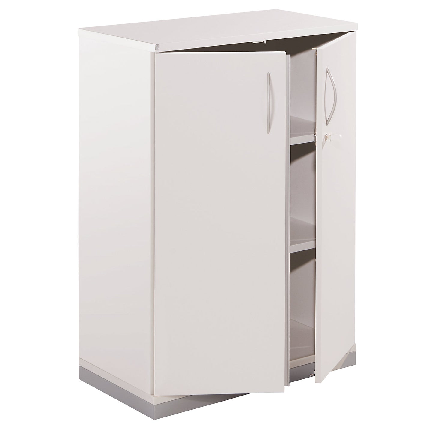 THEA - Double door cupboard, 2 shelves, 3 file heights, antique white.