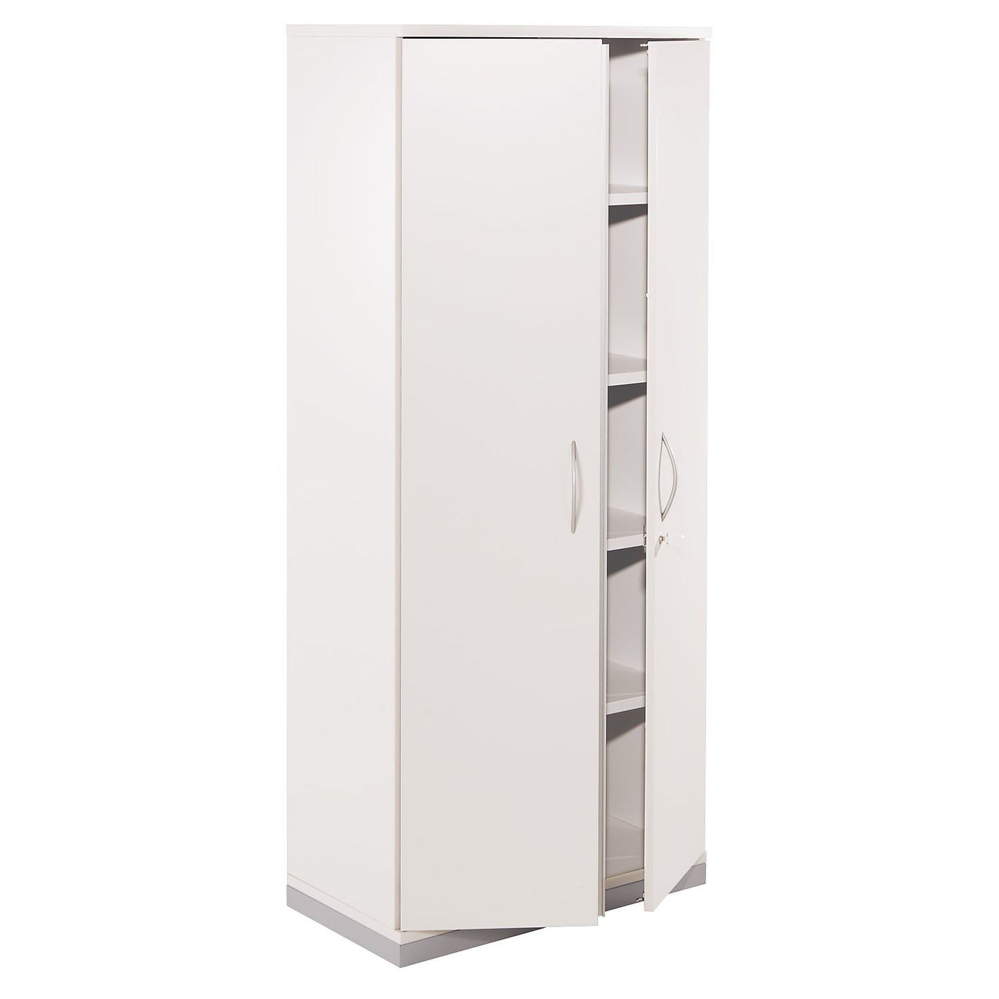THEA - Double door cupboard, 4 shelves, 5 file heights, antique white.